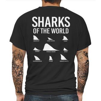 Types Of Shark Sharks Of The World Lovers Shark Fin Mens Back Print T-shirt | Favorety