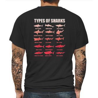 Types Of Sharks 15 Great White Hammerhead Marine Bio Mens Back Print T-shirt | Favorety CA