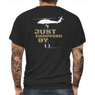 U60 Black Hawk Helicopter Rappelling Abseiling Soldiers Mens Back Print T-shirt | Favorety AU