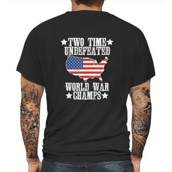 Undefeated Two 2 Time World War Champs Champions Mens Back Print T-shirt | Favorety DE