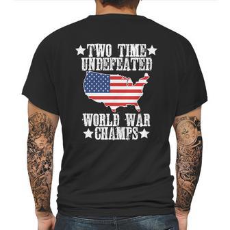 Undefeated Two 2 Time World War Champs Champions Usa Mens Back Print T-shirt | Favorety DE