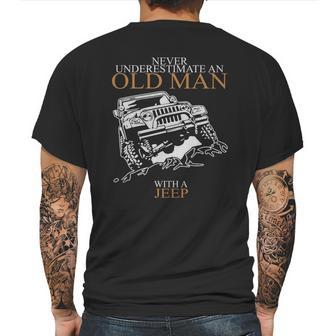 Never Underestimate An Old Man Jeep S Mens Back Print T-shirt | Favorety