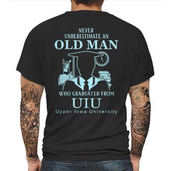 Never Underestimate An Old Man Upper Iowa University Mens Back Print T-shirt | Favorety