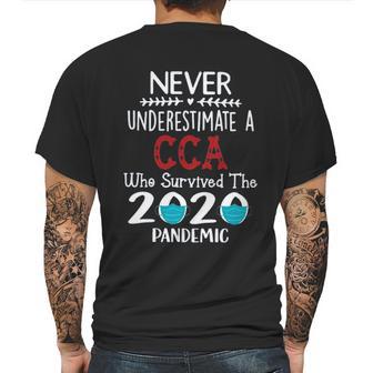 Never Underestimate Who Survived The Pandemic Cca Mens Back Print T-shirt | Favorety