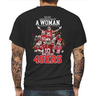 Never Underestimate A Woman Who Understands Football And Loves San Francisco 49Ers Shirt T Shirt Mens Back Print T-shirt | Favorety DE