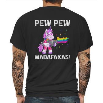 Unicorn Pew Pew Madafakas Vintage Crazy Cat Funny Graphic Mens Back Print T-shirt | Favorety DE