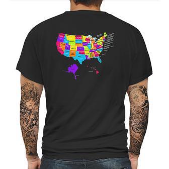 United States Map With States And Capital Cities Mens Back Print T-shirt | Favorety AU