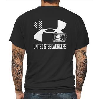 United Steelworkers Unity And Strength For Workers Flag Mens Back Print T-shirt | Favorety UK