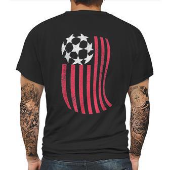 Usa National Flag With Soccer Ball Distressed Gift Mens Back Print T-shirt | Favorety AU