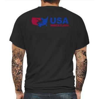 Usa Wrestling Mens Back Print T-shirt | Favorety