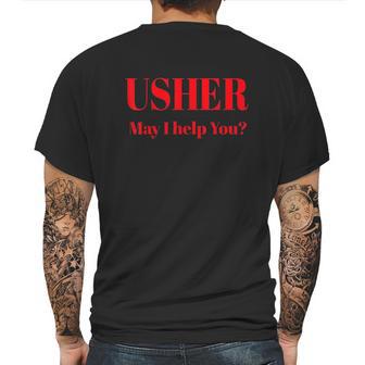 Usher Uniform May I Help You Mens Back Print T-shirt | Favorety