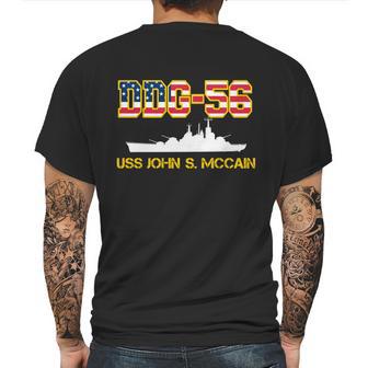 Uss John Mccain Ddg-56 Usa Flag Graphic Design Printed Casual Daily Basic Mens Back Print T-shirt | Favorety CA