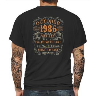 Vintage 1986 October 36 Years Old 36Th Birthday Gift Mens Back Print T-shirt | Favorety CA