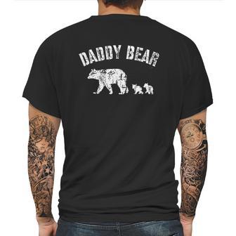 Vintage Daddy Bear With 2 Two Cubs Dad Father Papa Gift Mens Back Print T-shirt | Favorety DE