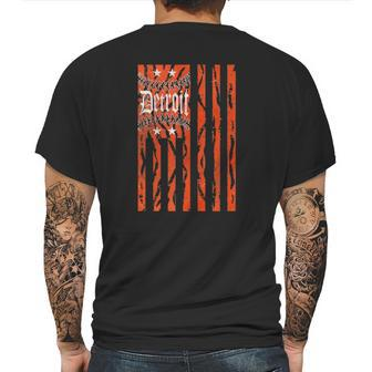 Vintage Detroit Baseball Flag With Tiger Stripes Mens Back Print T-shirt | Favorety