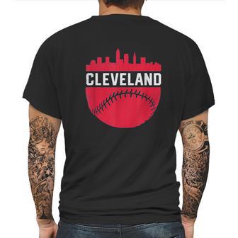 Vintage Downtown Cleveland Ohio Skyline Baseball Mens Back Print T-shirt | Favorety CA