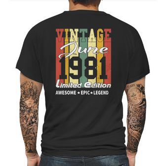 Vintage Limited Edition Birthday Decoration June 1981 Ver2 Mens Back Print T-shirt | Favorety CA