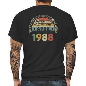 Vintage Retro April 1988 33Rd Birthday Gift 33 Years Old Mens Back Print T-shirt | Favorety DE