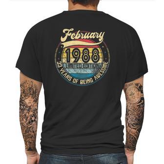 Vintage Retro February 1988 33Rd Birthday Gift 33 Years Old Mens Back Print T-shirt | Favorety