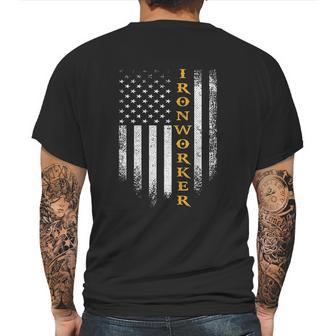 Vintage Usa Ironworker American Flag Iron Worker Patriotic Mens Back Print T-shirt | Favorety DE