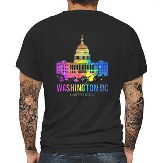 Washington Dc Skyline Watercolor Souvenirs Gifts Us Capitol Mens Back Print T-shirt | Favorety UK