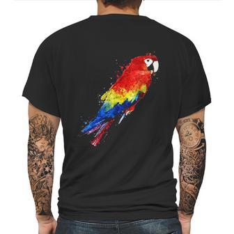 Watercolour Colourful Scarlet Macaw Parrot Bird Painting Mens Back Print T-shirt | Favorety