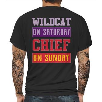 Wildcat On Saturday Chief On Sunday Mens Back Print T-shirt | Favorety