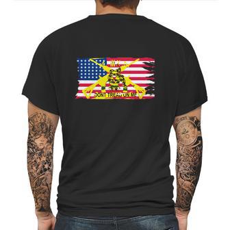 Mens Worn American Flag With Dont Tread On Me Ga Mens Back Print T-shirt | Favorety DE