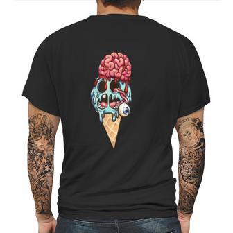 Zombie Ice Cream With The Brain And Eye Popping Out Mens Back Print T-shirt | Favorety