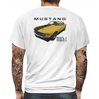 1970 Ford Mach1 Yellow Mens Back Print T-shirt | Favorety CA