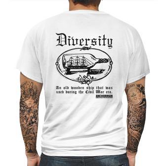 Anchorman Diversity An Old Wooden Mens Back Print T-shirt | Favorety