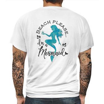 Aqua Blue Watercolor Beach Please Im A Mermaid Mens Back Print T-shirt | Favorety UK