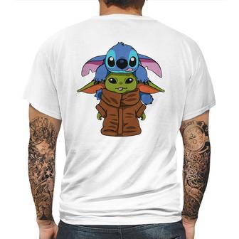 Baby Yoda And Baby Stitch Mens Back Print T-shirt | Favorety DE