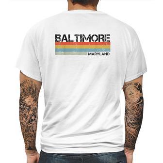 Baltimore Maryland Retro Vintage 80 Stripes Mens Back Print T-shirt | Favorety