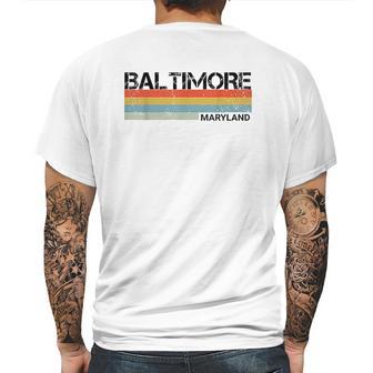 Baltimore Maryland Retro Vintage 80S Stripes Mens Back Print T-shirt | Favorety CA