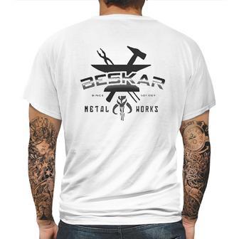 Beskar Steelworks Mandalorian Mens Back Print T-shirt | Favorety