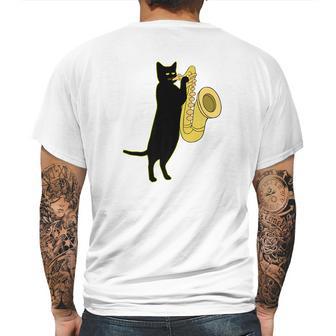 Cat Playing Saxophone Shirt Cool Wind Instrument Sax Gift Mens Back Print T-shirt | Favorety AU