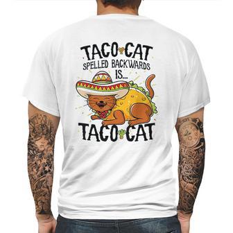 Cute Cat Tacocat Spelled Backwards Is Taco Cat Mens Back Print T-shirt | Favorety