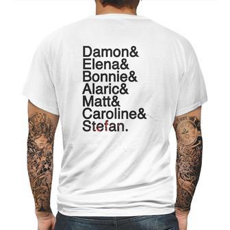 Damon Elena Bonnie Alaric Matt Caroline Stefan Mens Back Print T-shirt | Favorety CA