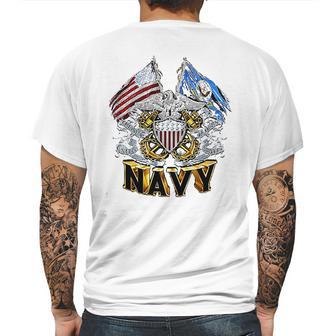 Double Flag Usn Navy Mens Back Print T-shirt | Favorety UK