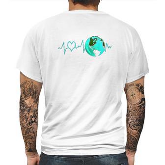 Earth Day Heartbeat Recycling Climate Change Activism Gift Mens Back Print T-shirt | Favorety