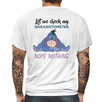 Eeyore Let Me Check My Giveashitometer Nope Nothing Mens Back Print T-shirt | Favorety UK