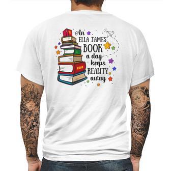 An Ella James Book A Day Keeps Reality Away Mens Back Print T-shirt | Favorety