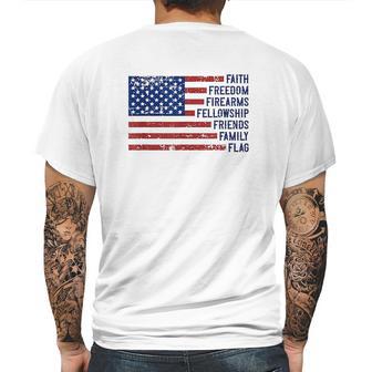 Faith Freedom Firearms Fellowship Friends Family Flag Mens Back Print T-shirt | Favorety AU