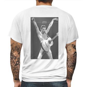 Freddie Mercury Official Live Arms Guitar Mens Back Print T-shirt | Favorety