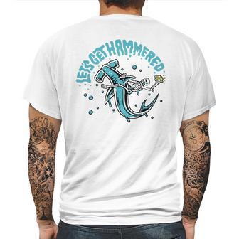 Funny Hammerhead Shark Drinking Pun Lets Get Hammered Party V2 Mens Back Print T-shirt | Favorety