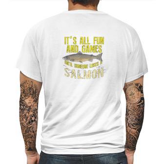 Funny Salmon Fishing Freshwater Saltwater Fish Gift Mens Back Print T-shirt | Favorety UK