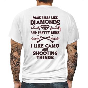 Some Girls Like Diamonds And Pretty Rings I Like Camo Shooting Mens Back Print T-shirt | Favorety UK