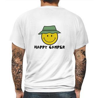 Happy Camper Camping Smiley Face Mens Back Print T-shirt | Favorety