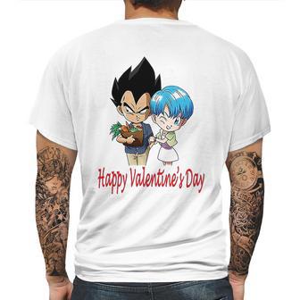 Happy Valentine Day Vegeta And Bulma Couple Mens Back Print T-shirt | Favorety UK